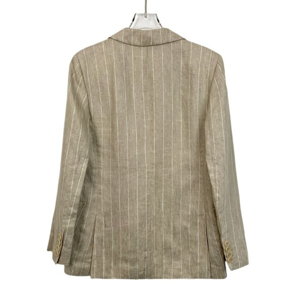 MaxMara Beige Vertical Striped Single-Button Suit Jacket XS 36 - Picture 7 of 7